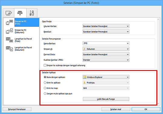 gambar: Kotak dialog Setelan